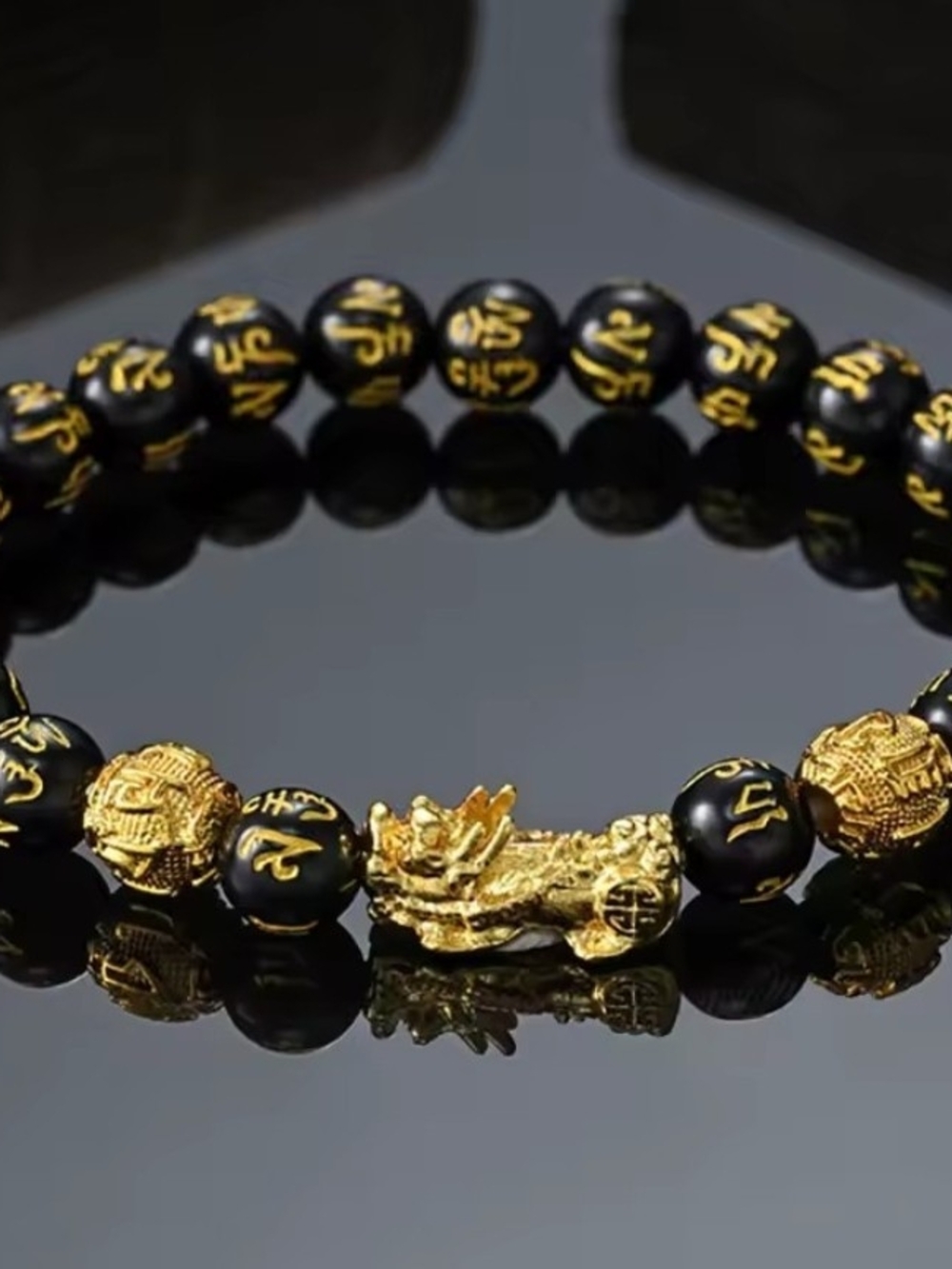 Black and Gold Feng Shui Pi Xiu Bracelet - Men Accessories